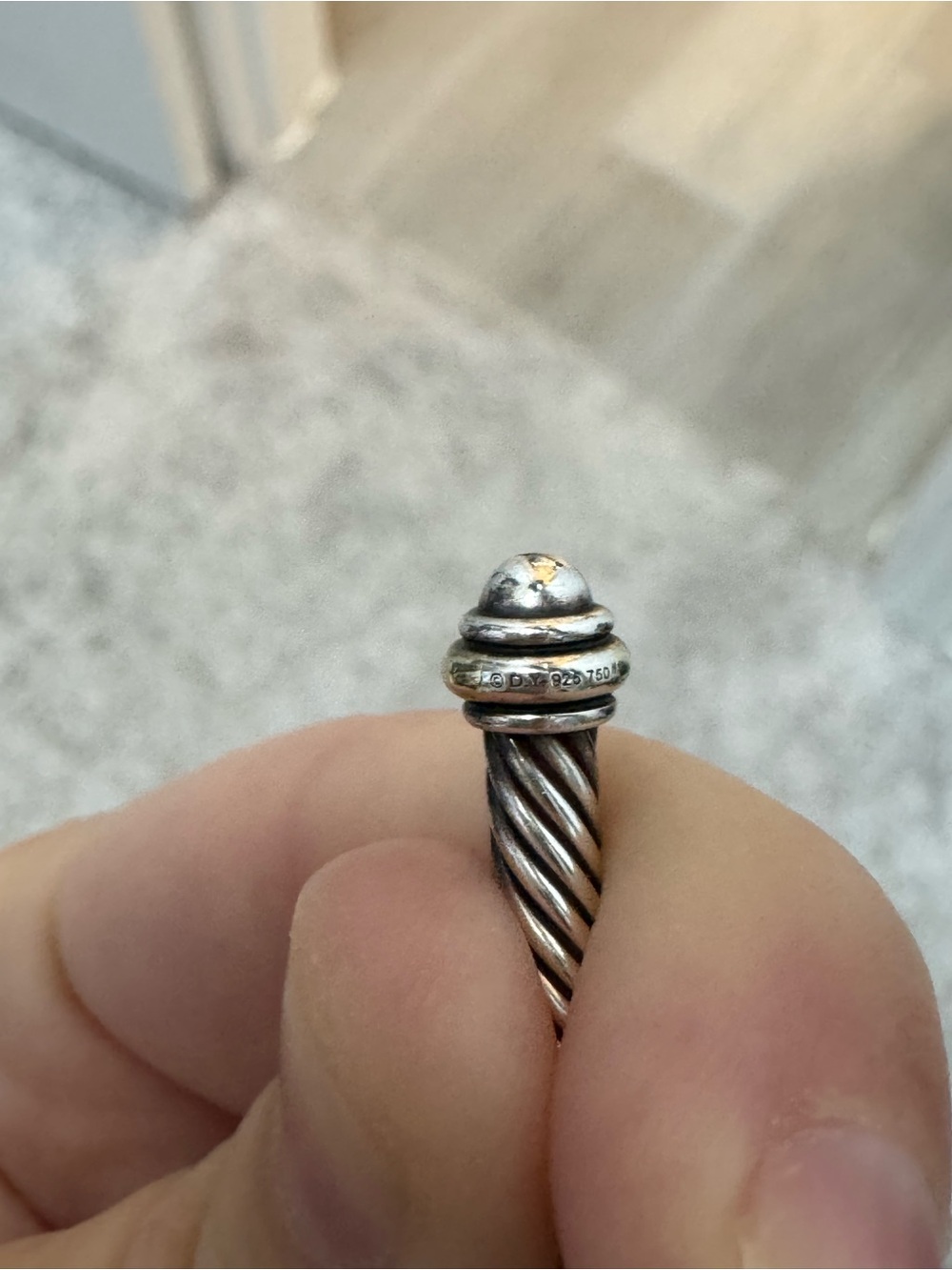 David Yurman 3 mm Cable Bracelet with Gold Accents - Picture 6 of 6